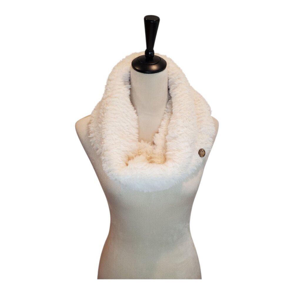 FAT FACE Infinity Scarf Ivory Soft Faux Fur Vintage Snood Infinity Cowl Neck